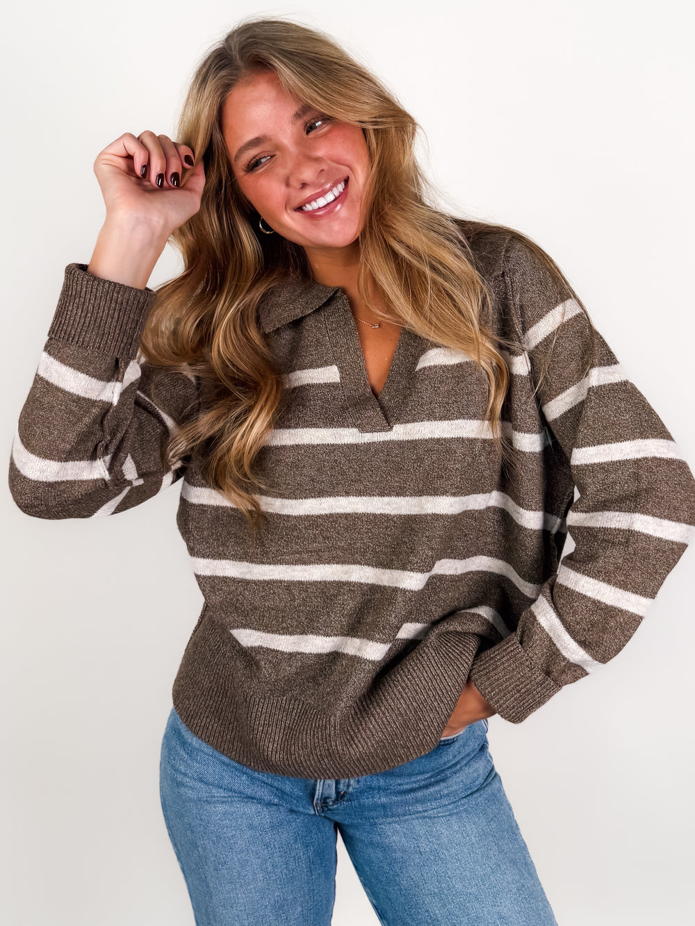 brown sweater with collar 