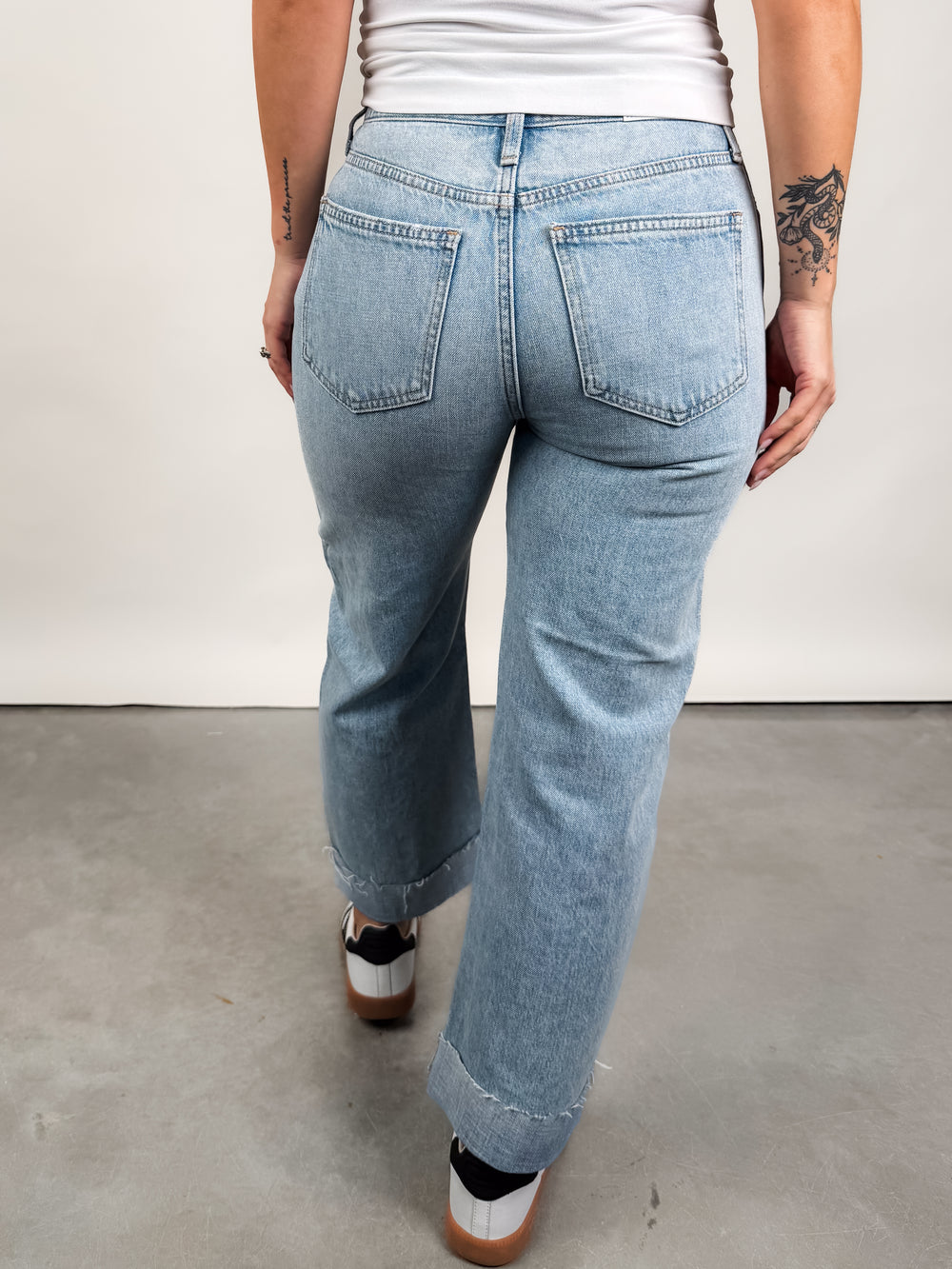 Kacey Mid Rise Cuffed Straight Jean in Berkeley