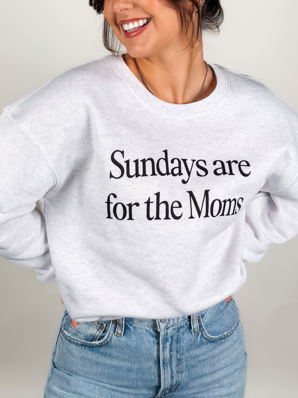 Sundays Are For The Moms Mid Cropped Graphic Sweatshirt