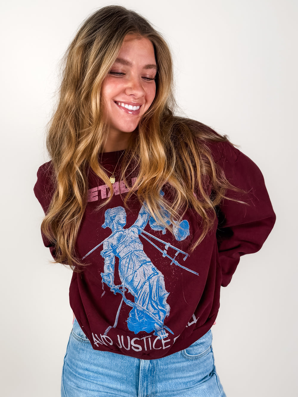 Metallica Justice For All Oversized Crew Sweatshirt