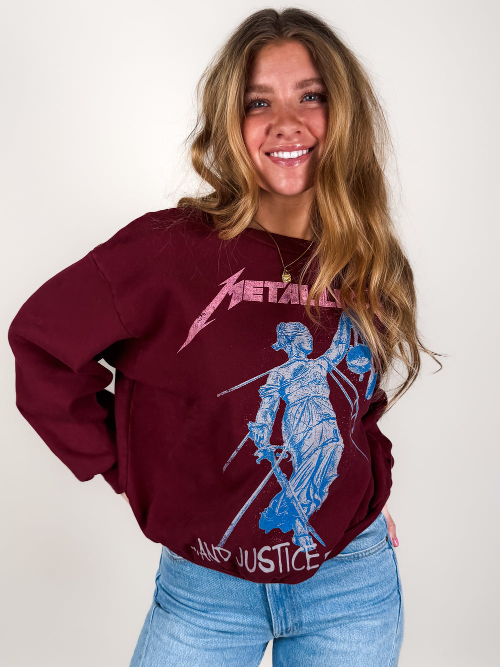 Metallica Justice For All Oversized Crew Sweatshirt