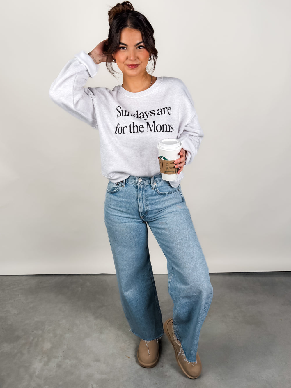 Sundays Are For The Moms Mid Cropped Graphic Sweatshirt