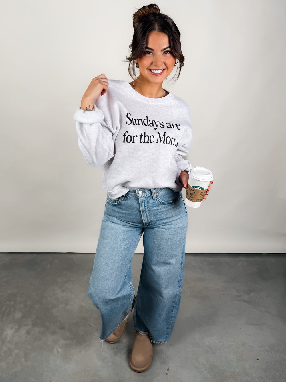 Sundays Are For The Moms Mid Cropped Graphic Sweatshirt