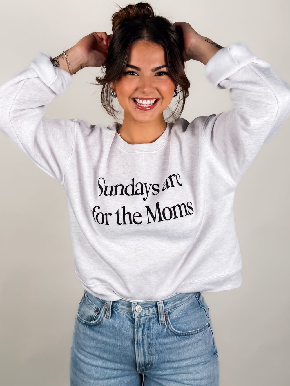 Sundays Are For The Moms Mid Cropped Graphic Sweatshirt