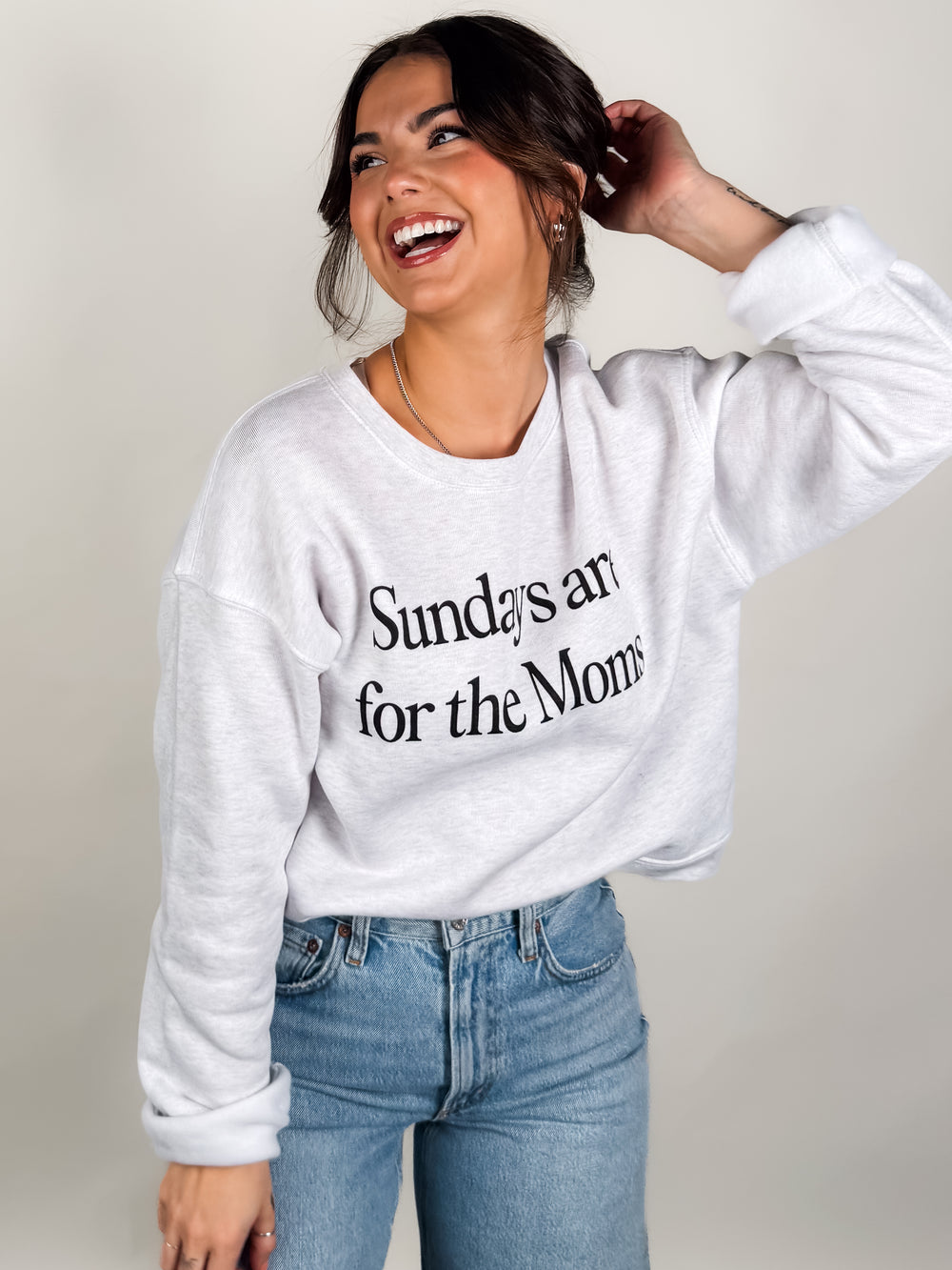 Sundays Are For The Moms Mid Cropped Graphic Sweatshirt