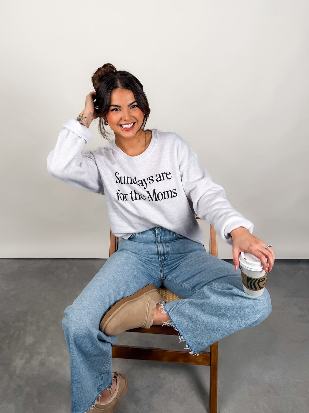 Sundays Are For The Moms Mid Cropped Graphic Sweatshirt