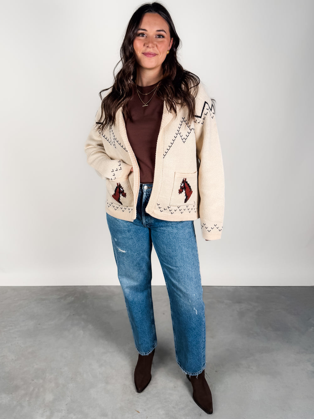 On The Range Horse Knit Cardigan