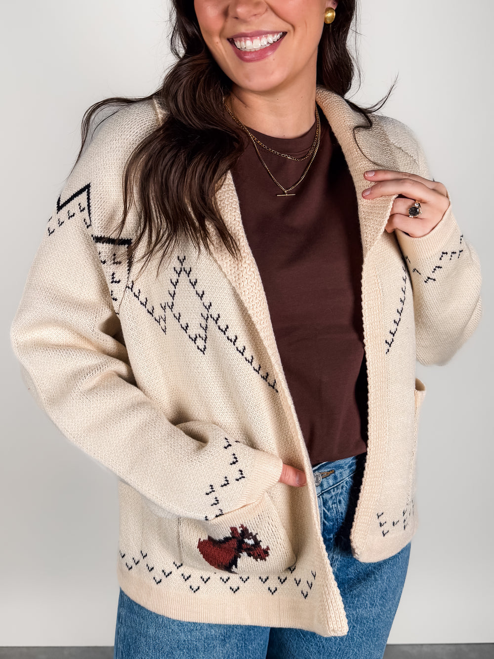 On The Range Horse Knit Cardigan