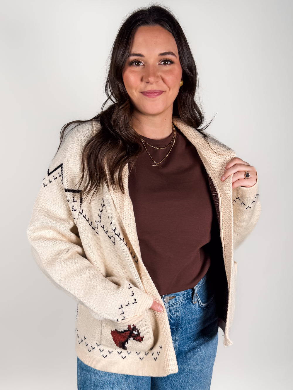 On The Range Horse Knit Cardigan