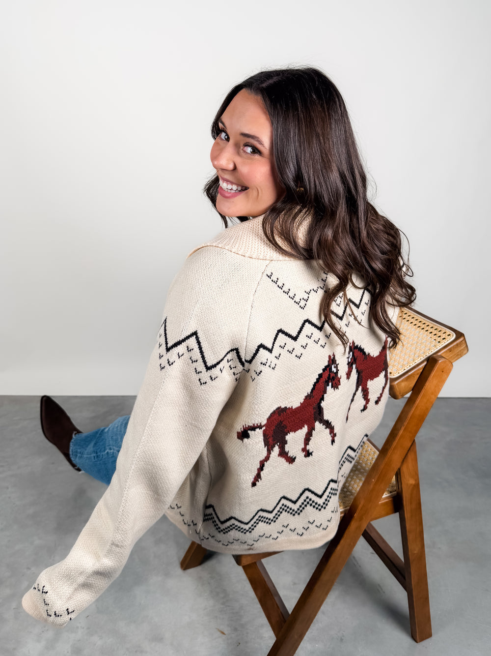 On The Range Horse Knit Cardigan