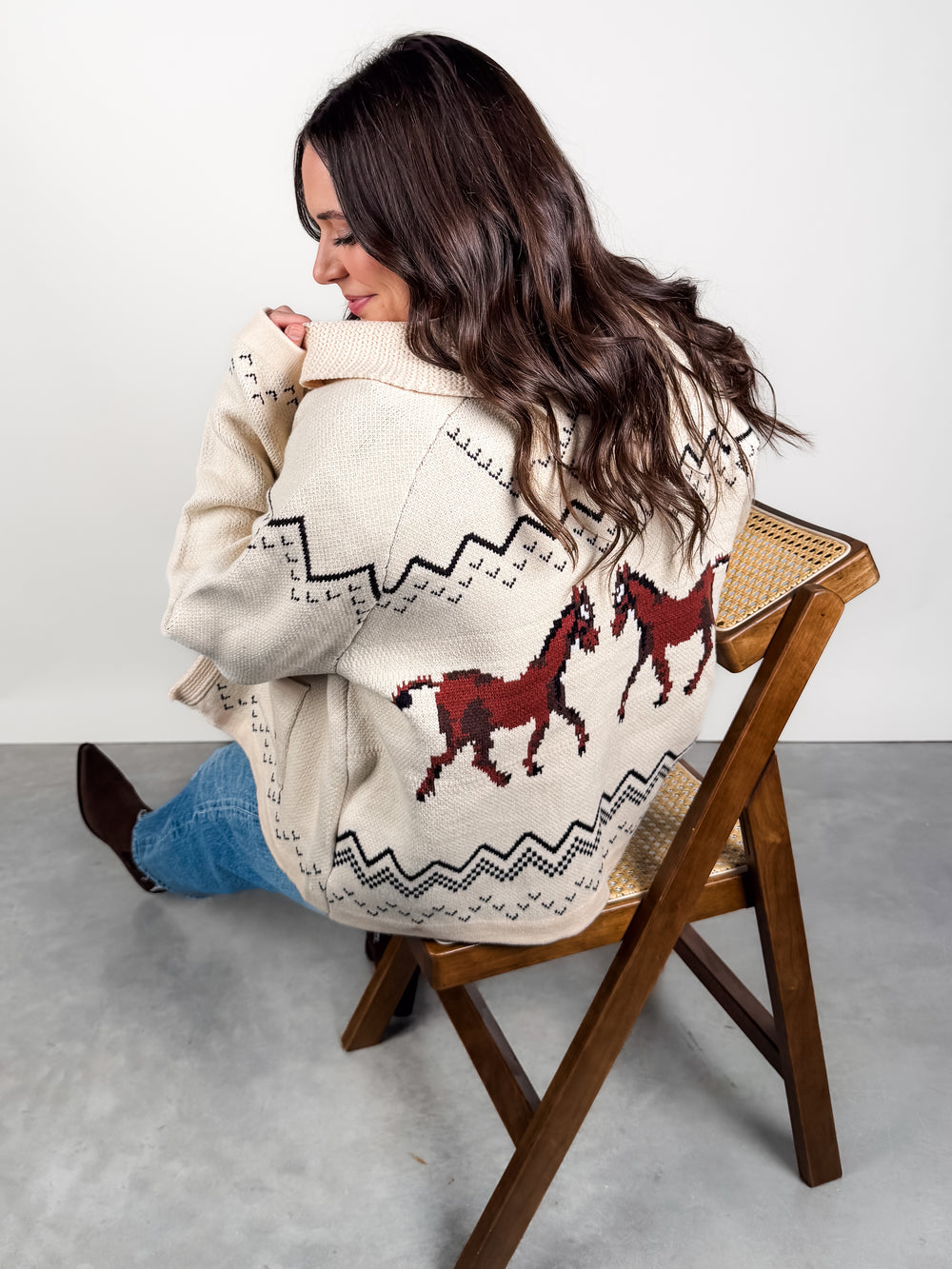On The Range Horse Knit Cardigan