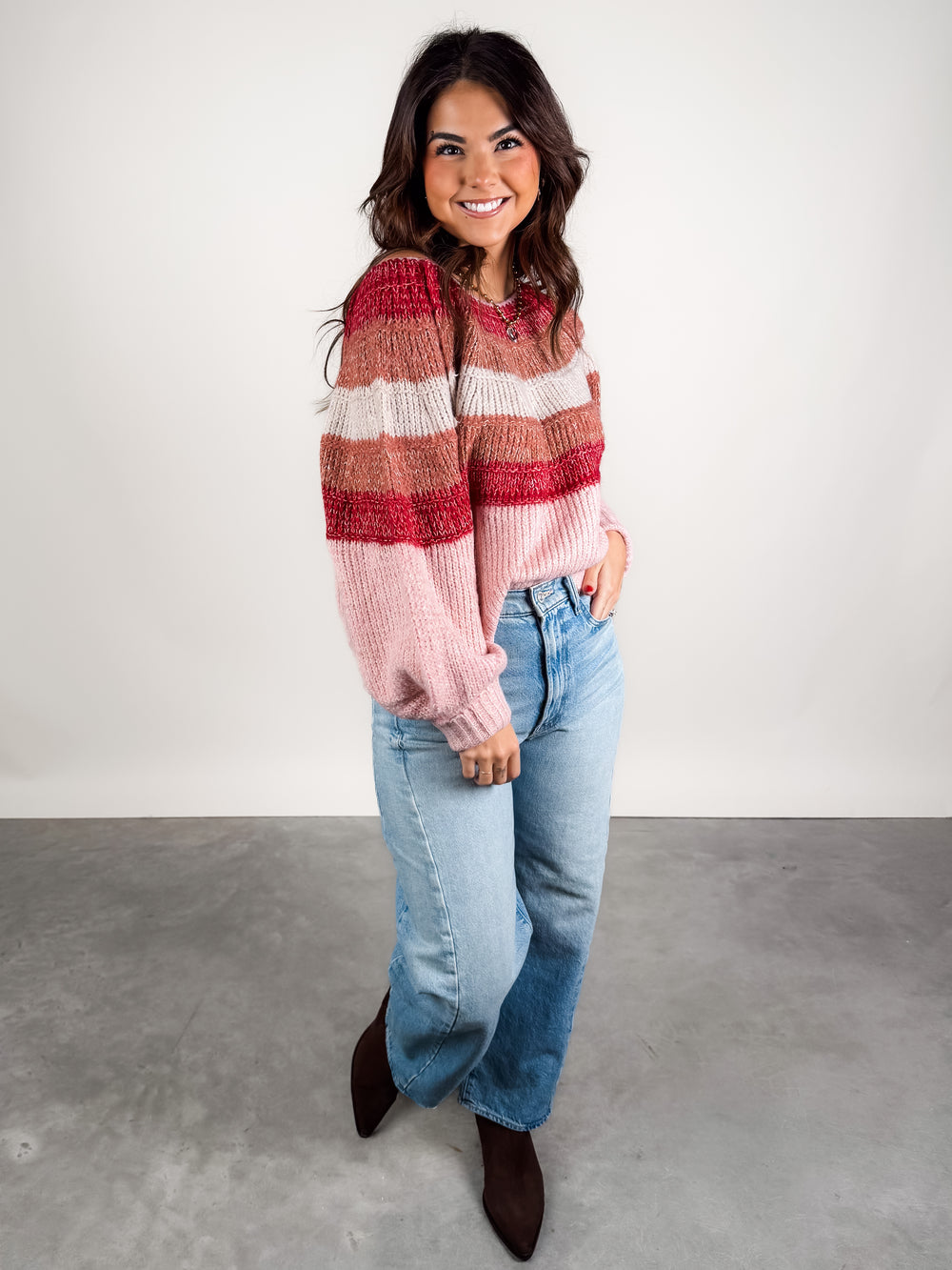 Talk Of The Town Striped Chunky Pullover