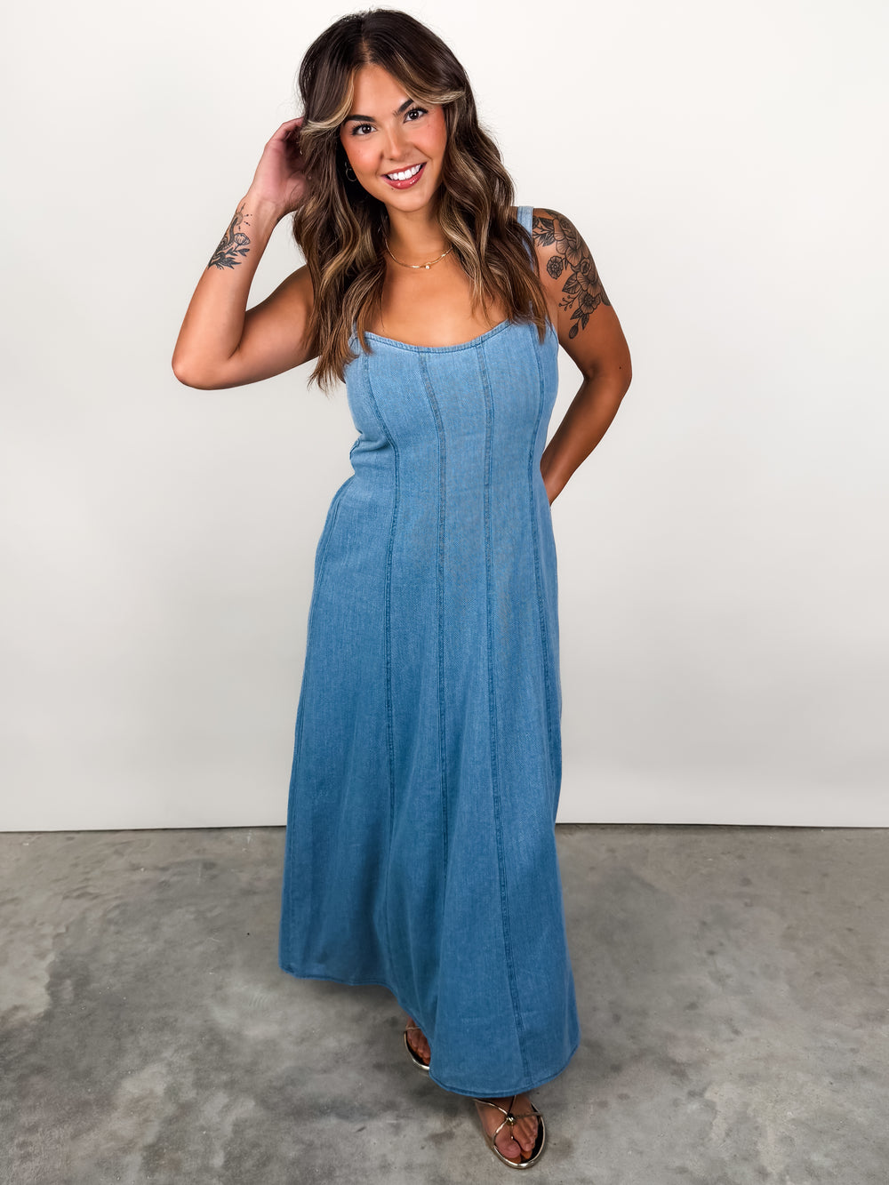 Leonora Indigo Midi Dress