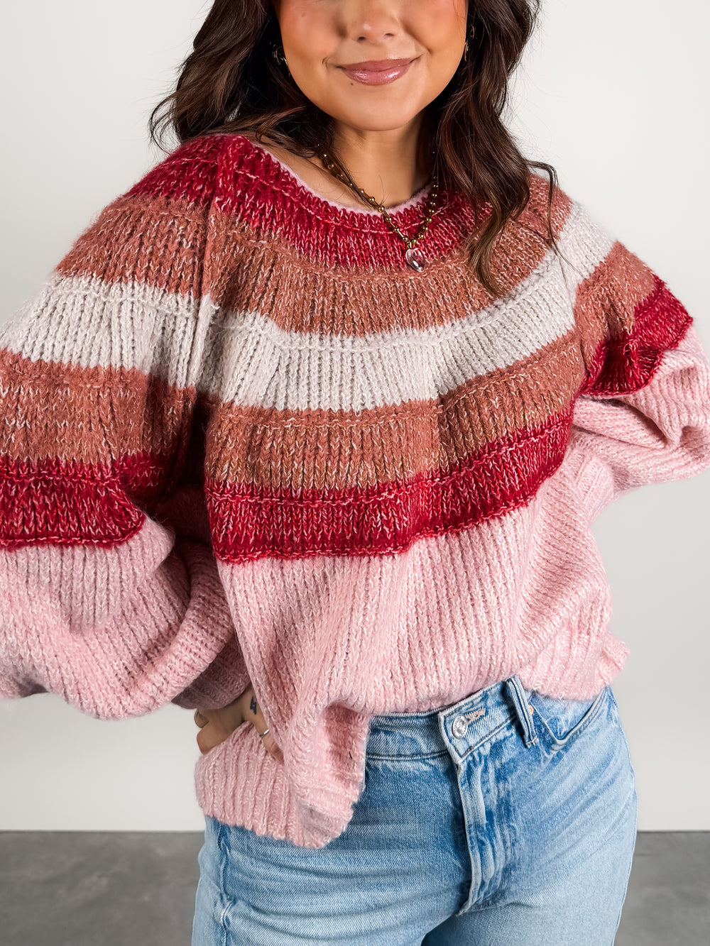 Talk Of The Town Striped Chunky Pullover