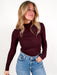 Maroon Ribbed Mock neck
