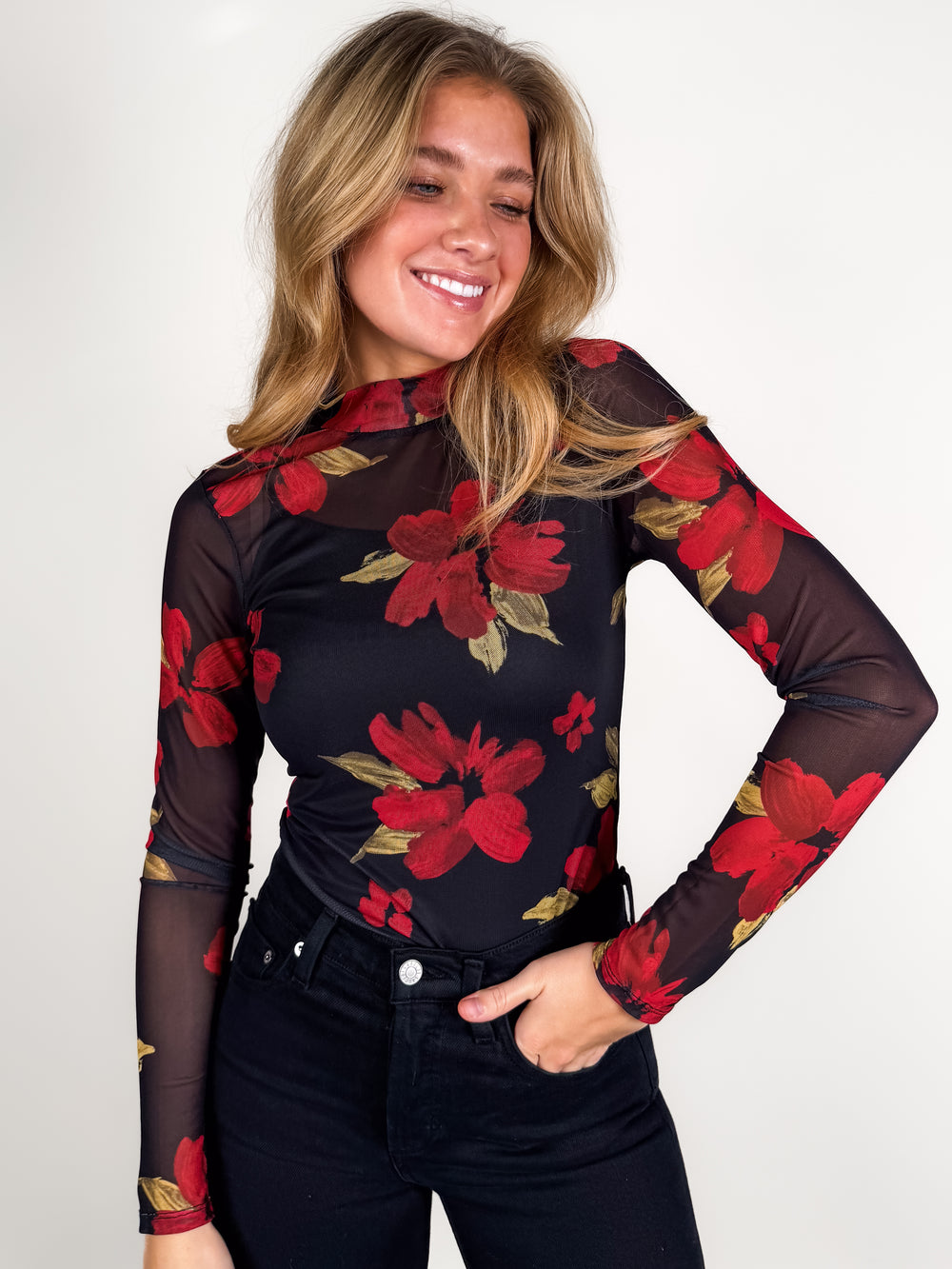 Gypset Glamour Mesh Mock Neck