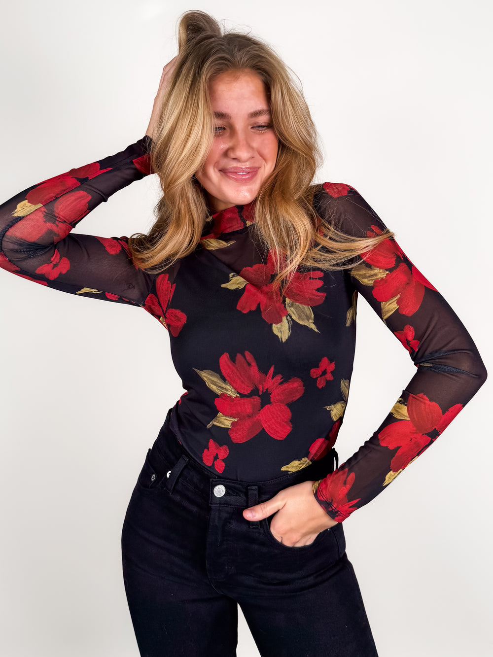 Gypset Glamour Mesh Mock Neck