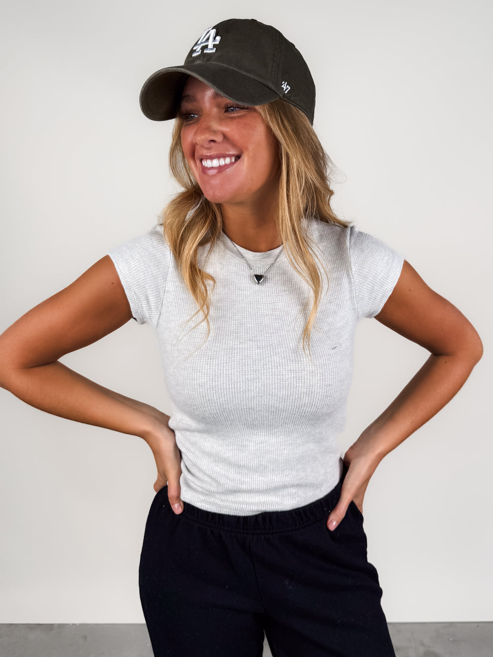 Mindy Waffle Crew Neck Tee