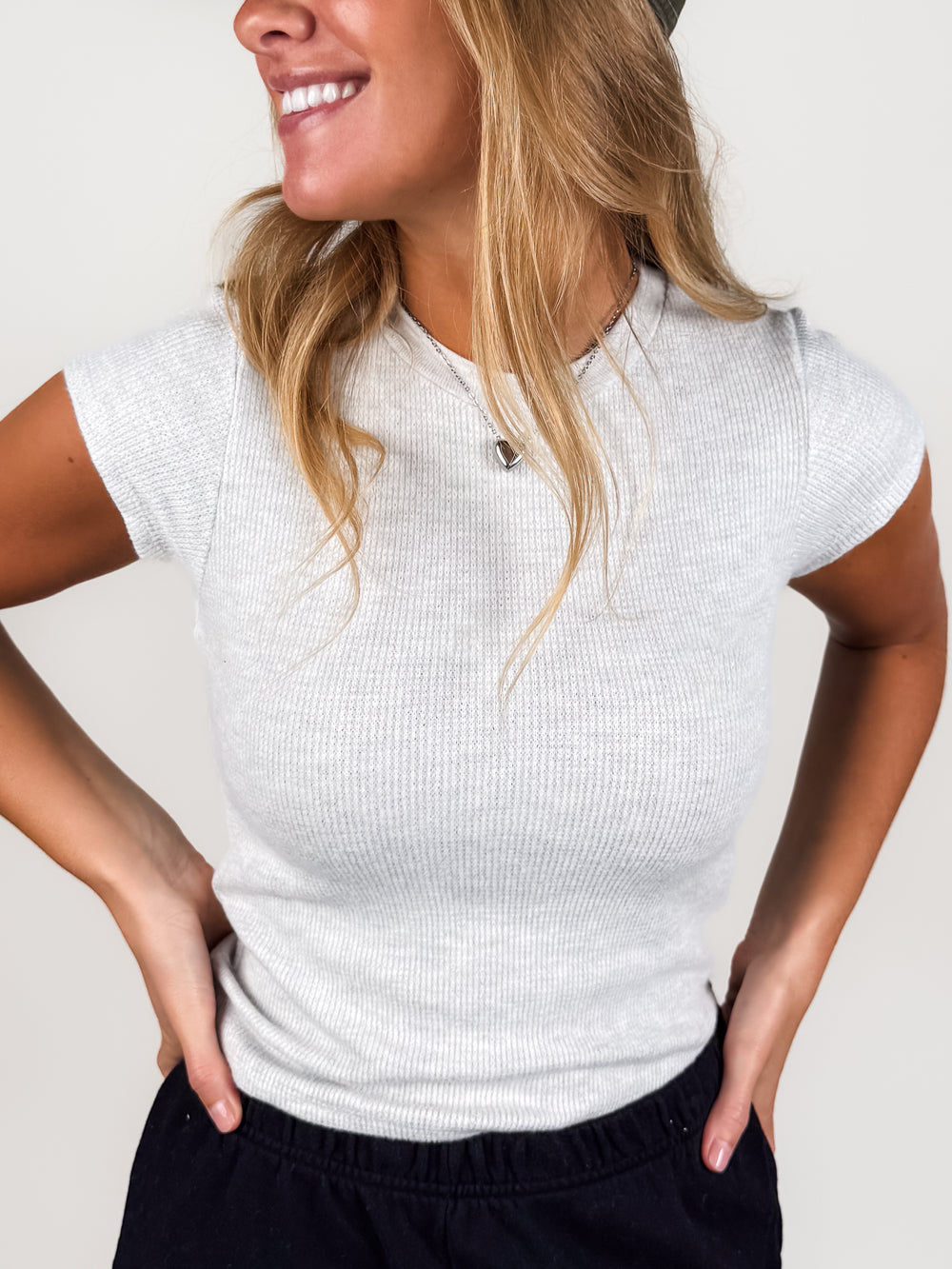 Mindy Waffle Crew Neck Tee