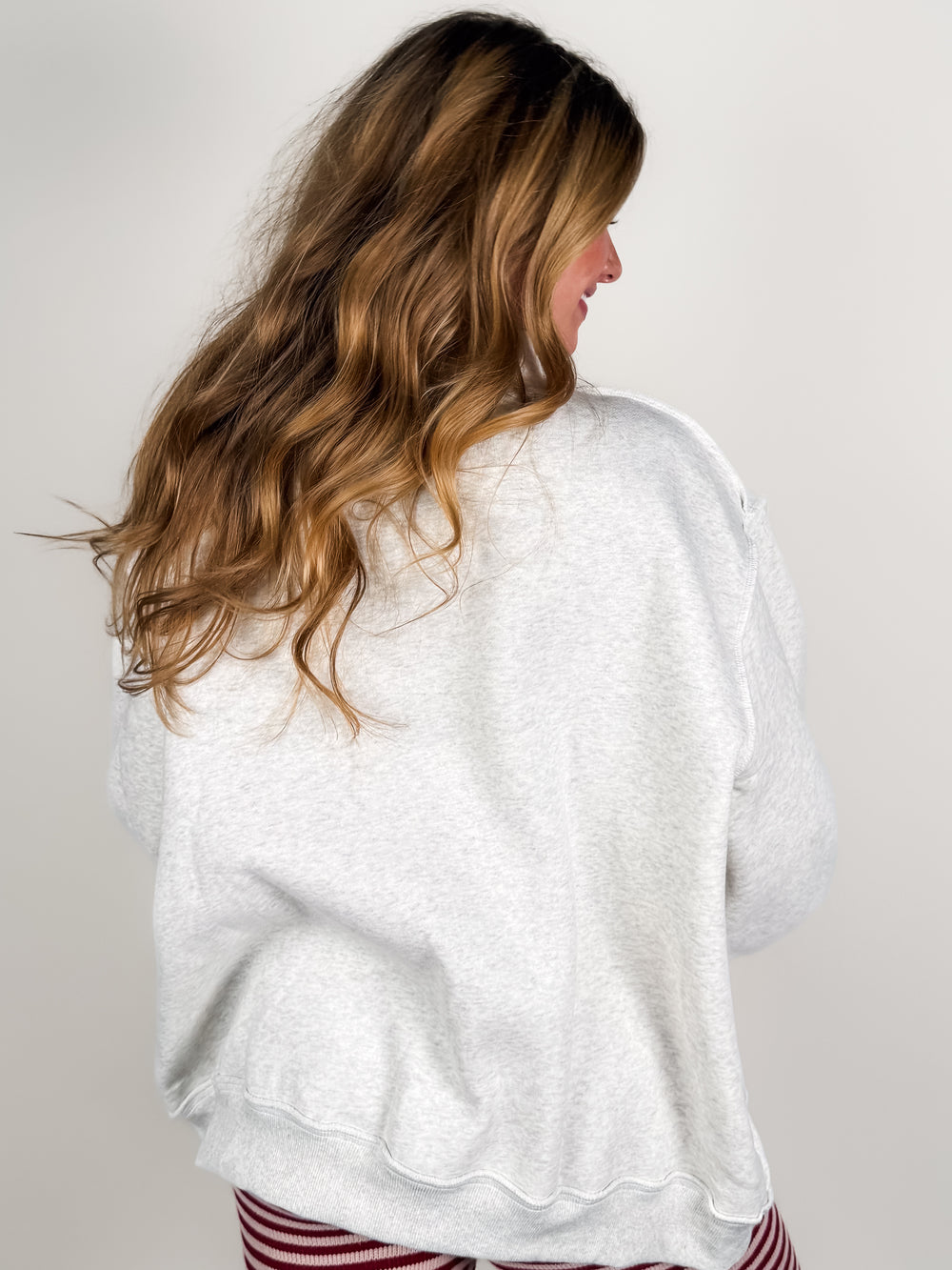 Merry Embroidered Mock Neck Sweatshirt