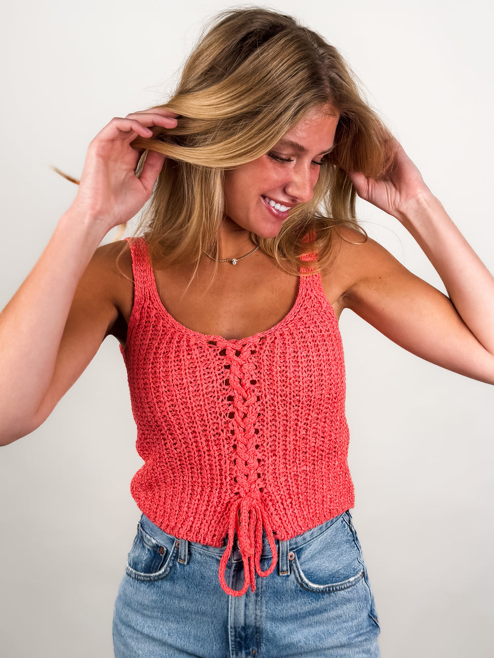 Tate Lace Up Sweater Top
