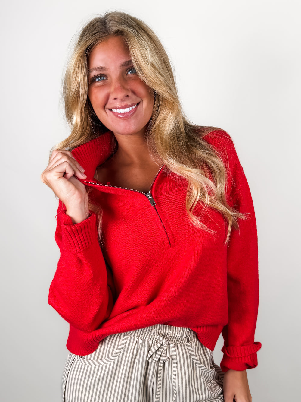 Maybe Friday Half Zip Sweater
