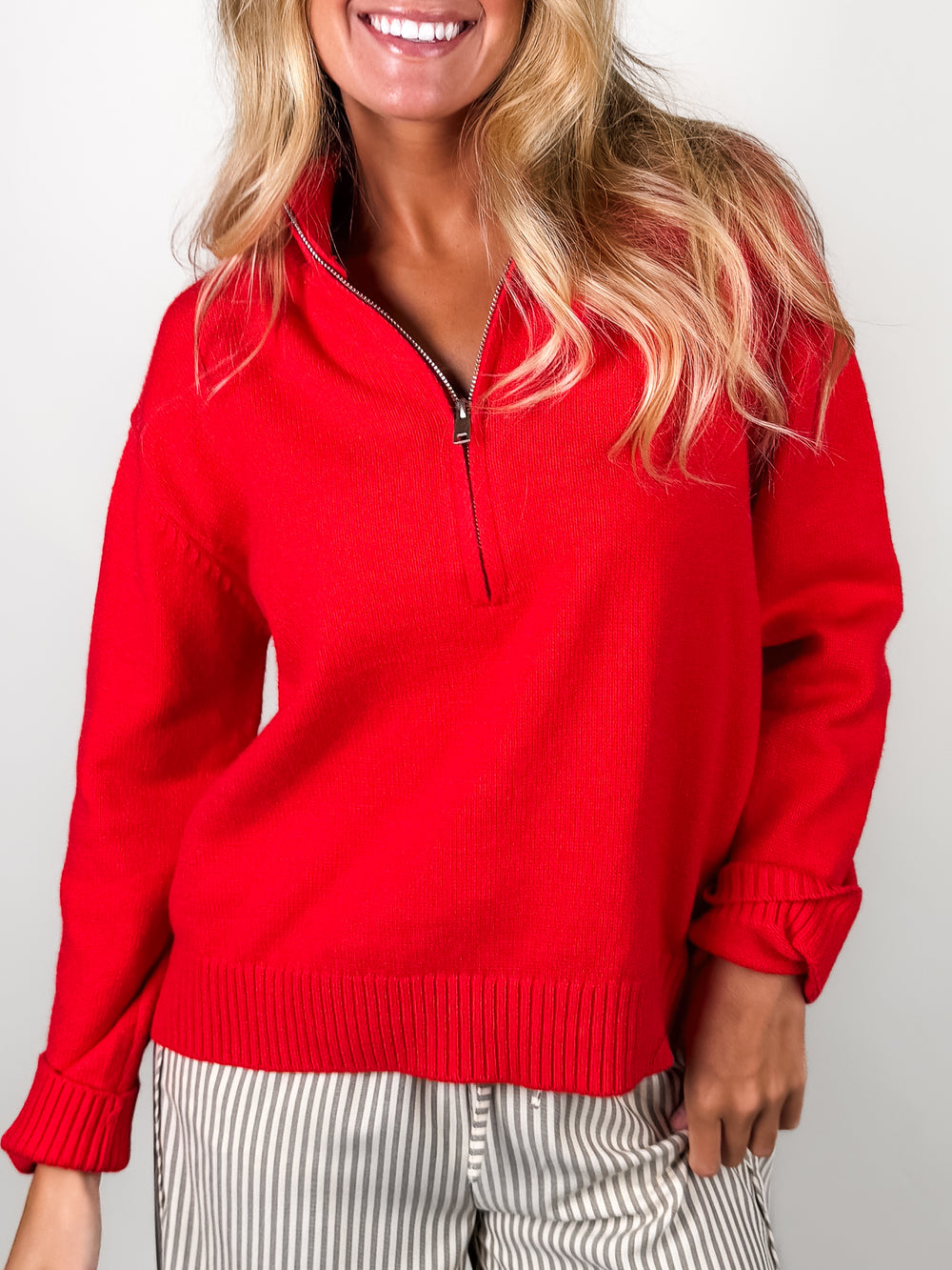 Maybe Friday Half Zip Sweater