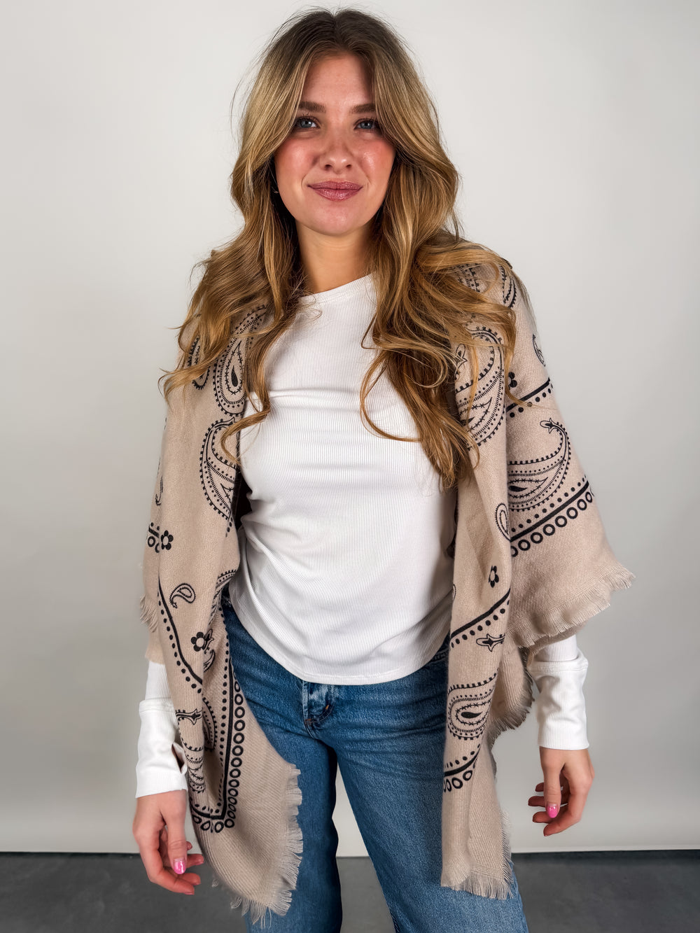 Large Square Bandana Print Scarf