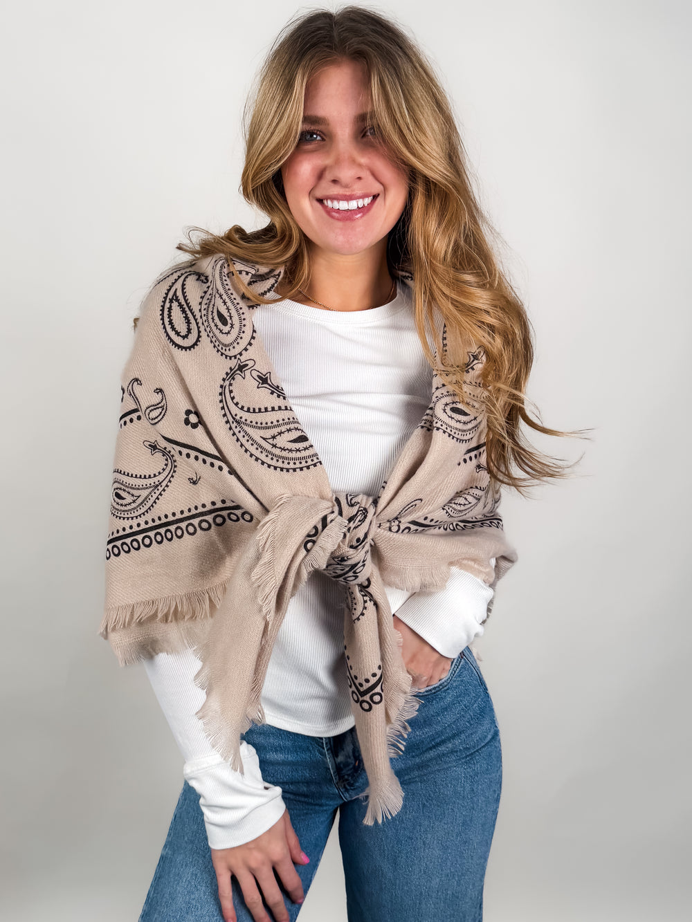 Large Square Bandana Print Scarf