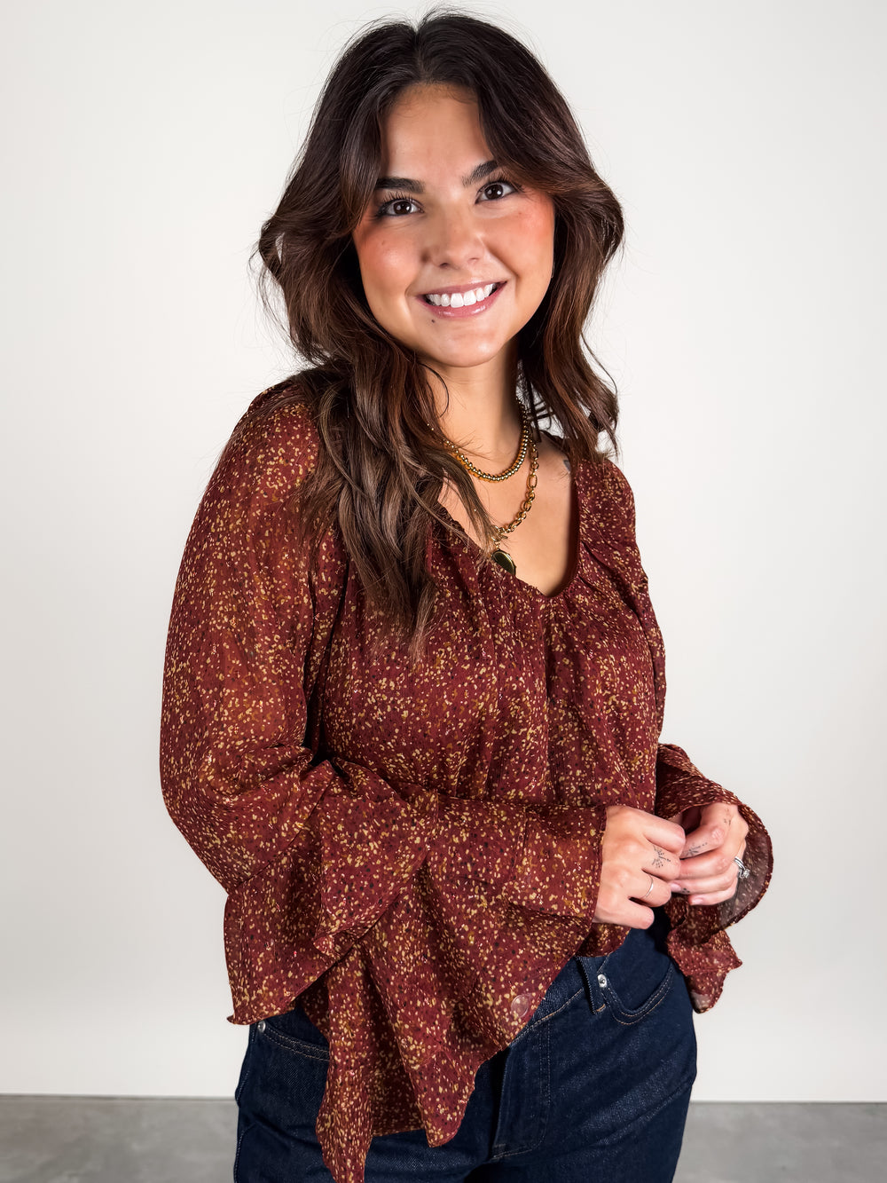 Candlelight Ruffle Sleeve Blouse