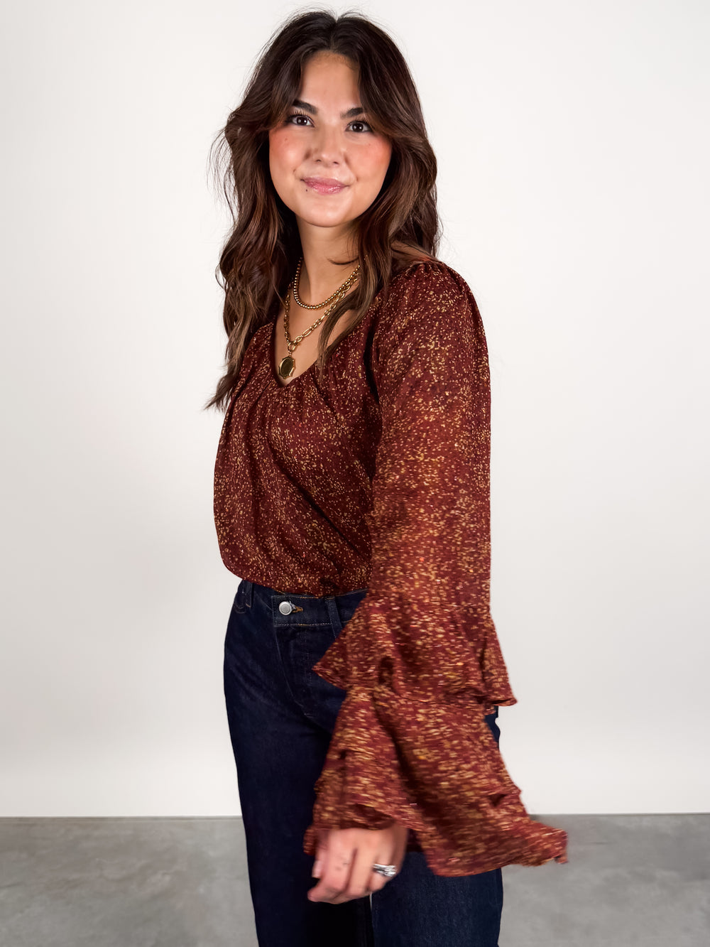 Candlelight Ruffle Sleeve Blouse