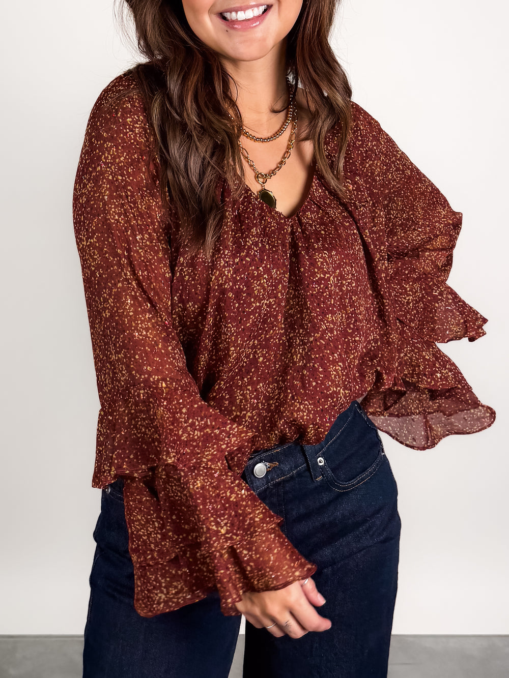 Candlelight Ruffle Sleeve Blouse