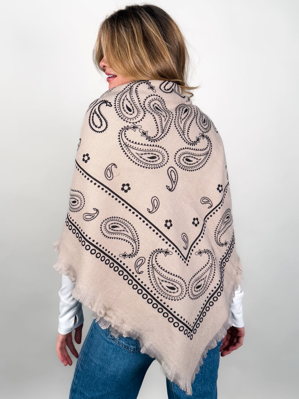 Large Square Bandana Print Scarf