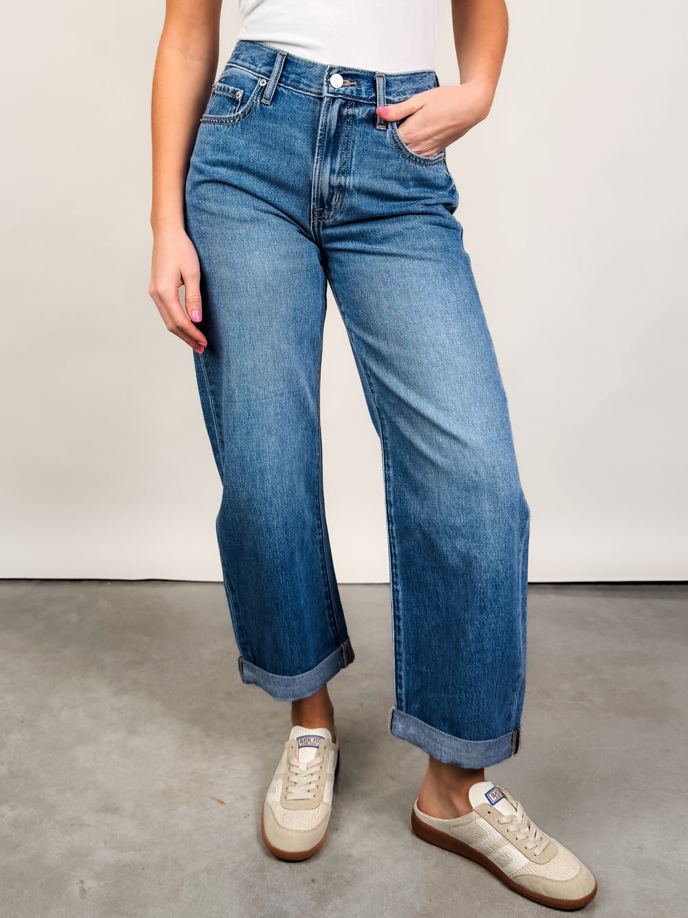 Donny Cropped Bowed Wide Leg Jeans in
