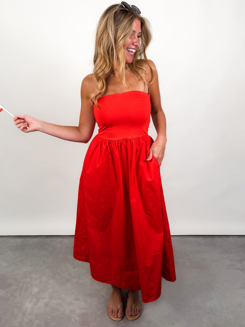 Sunsought Strapless Midi Dress