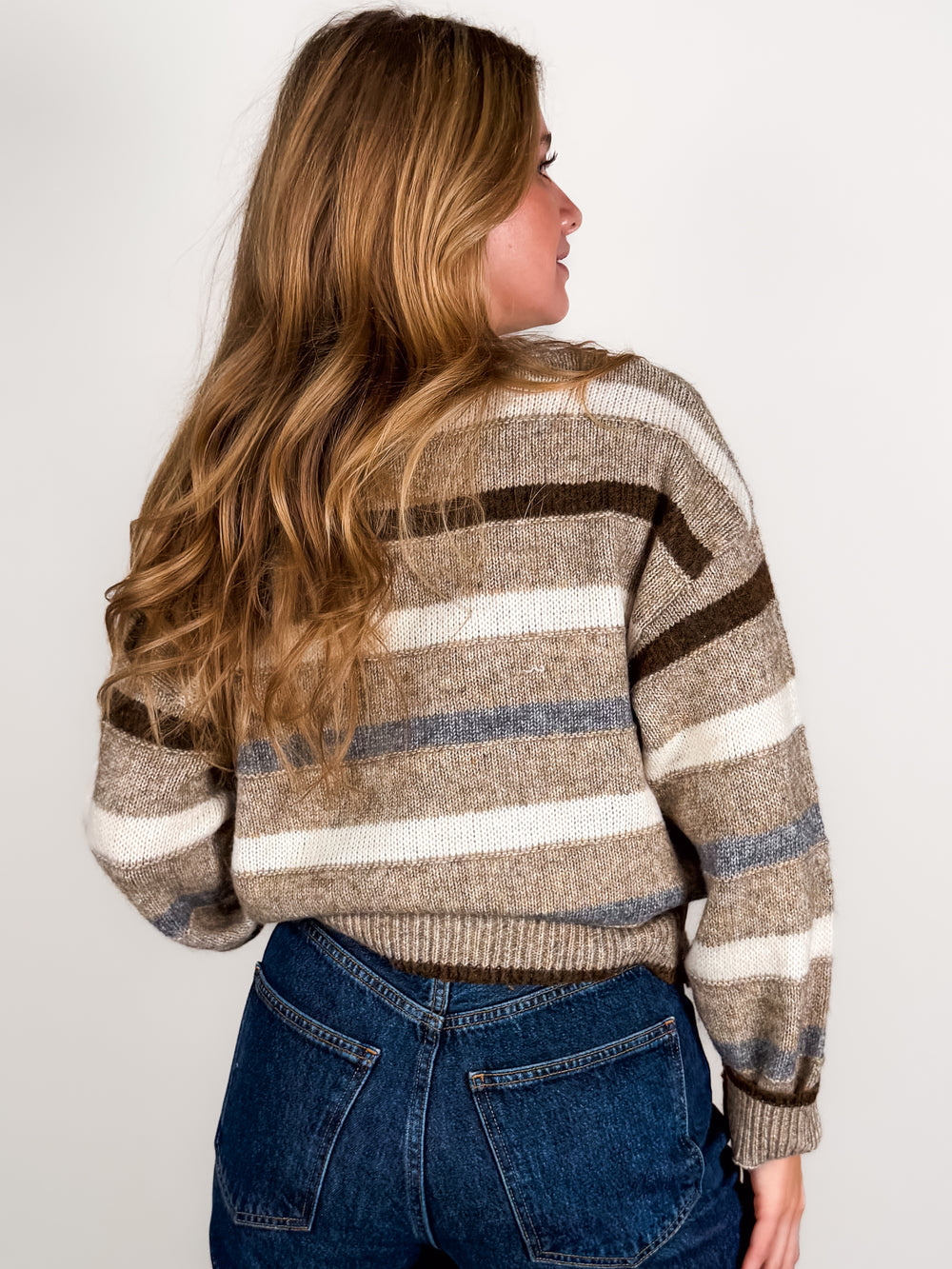 Noelle Multi Stripe Rhinestone Sweater