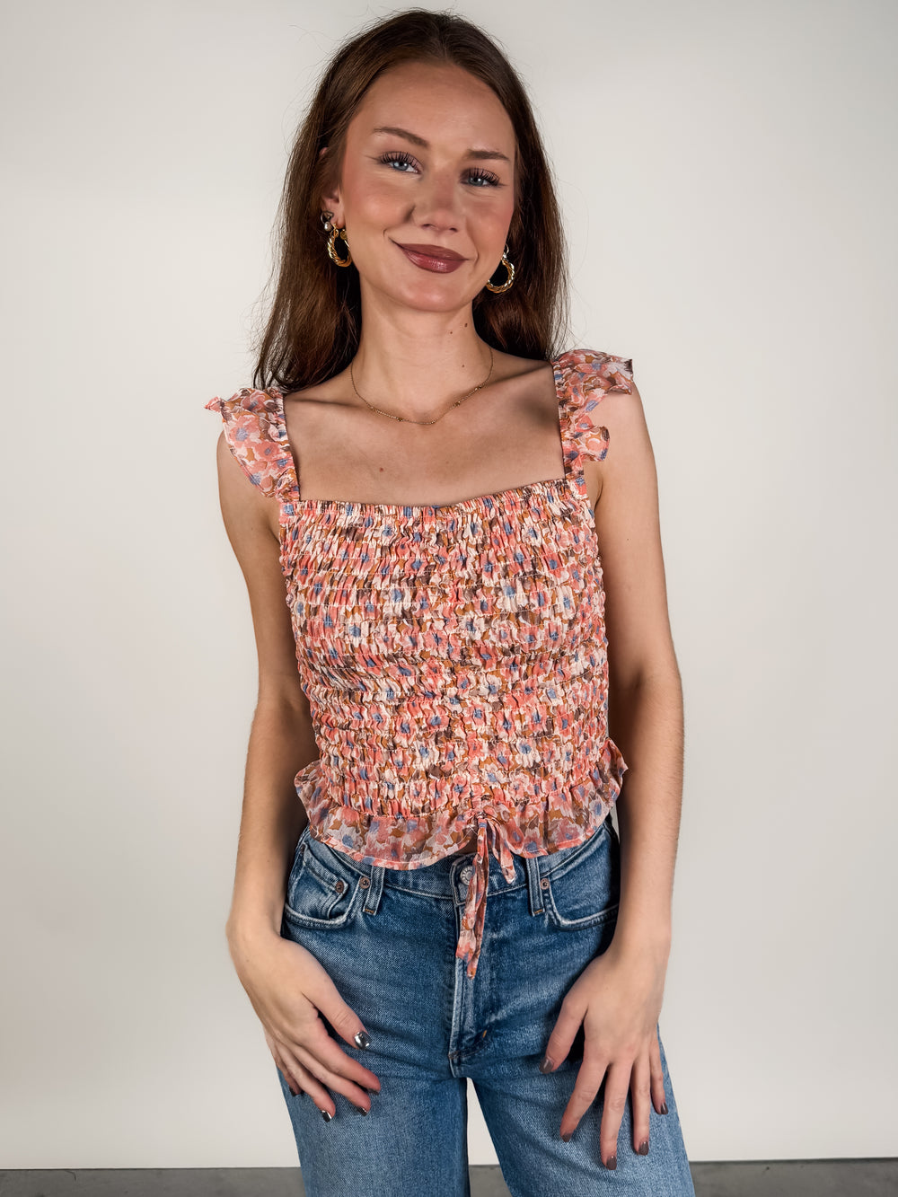 All Those Lazy Days Floral Ruffle Top