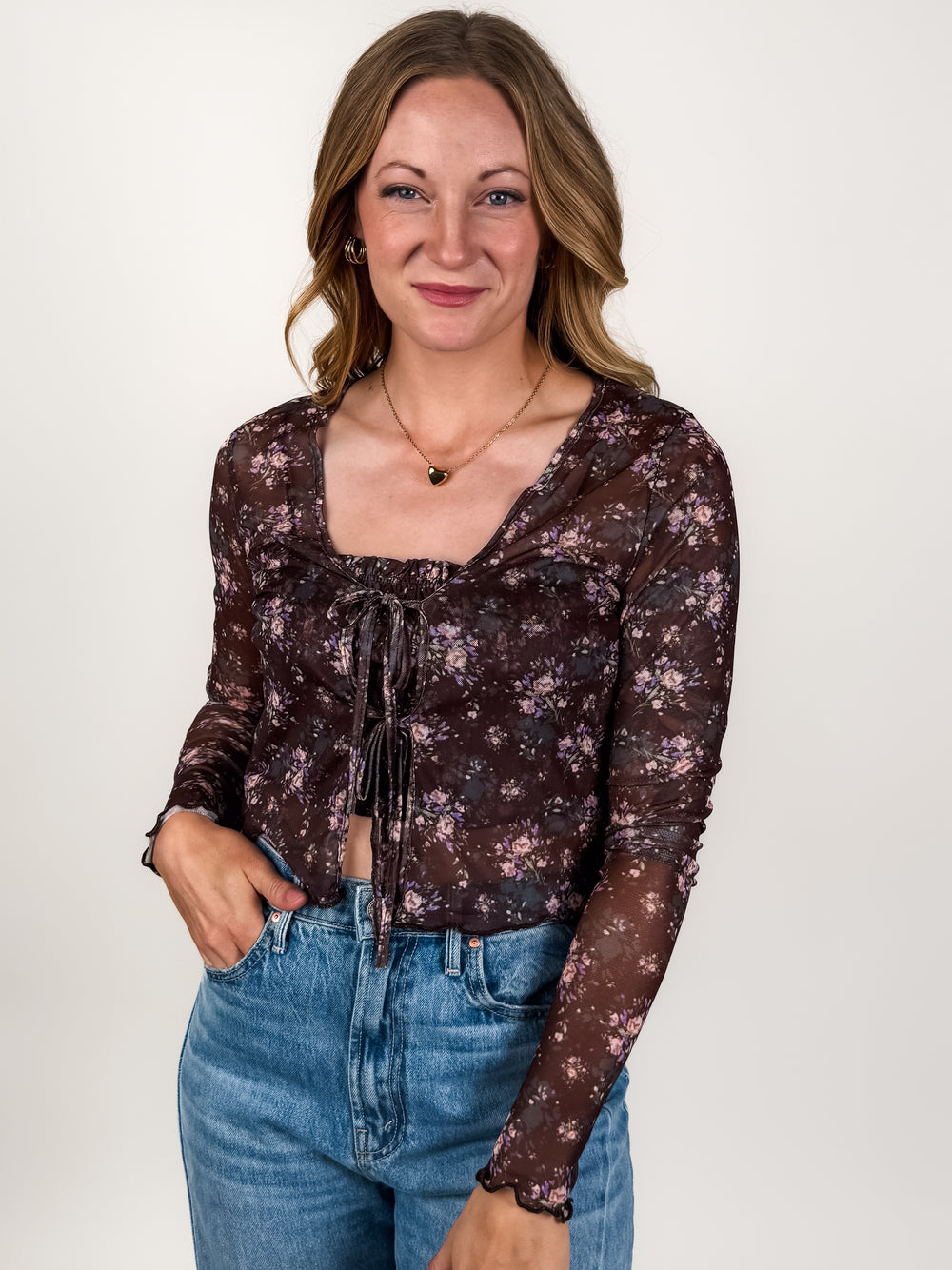 End Of Messages Floral Mesh Top