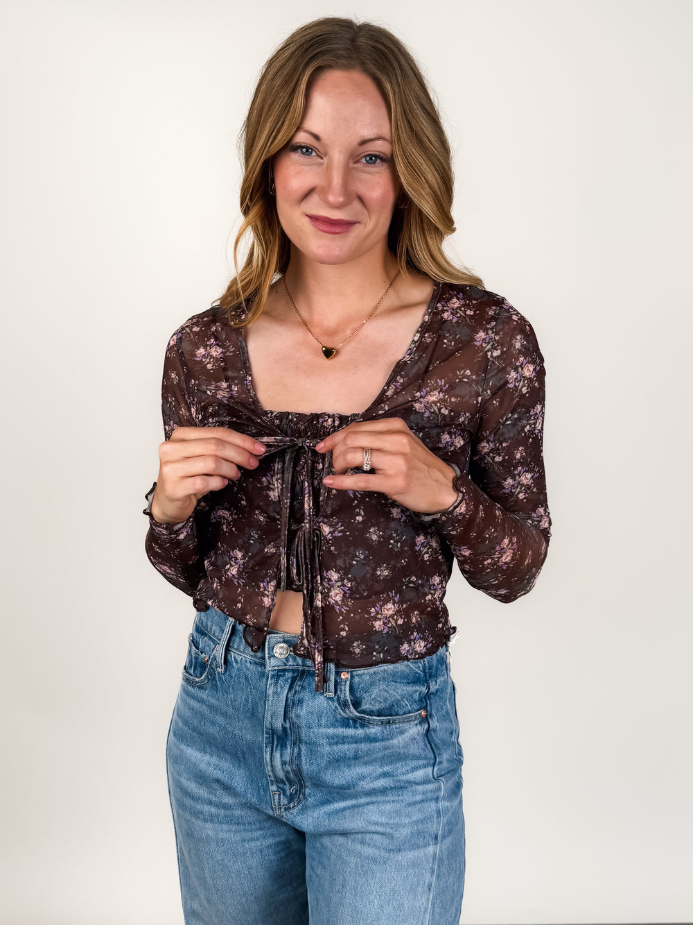 End Of Messages Floral Mesh Top