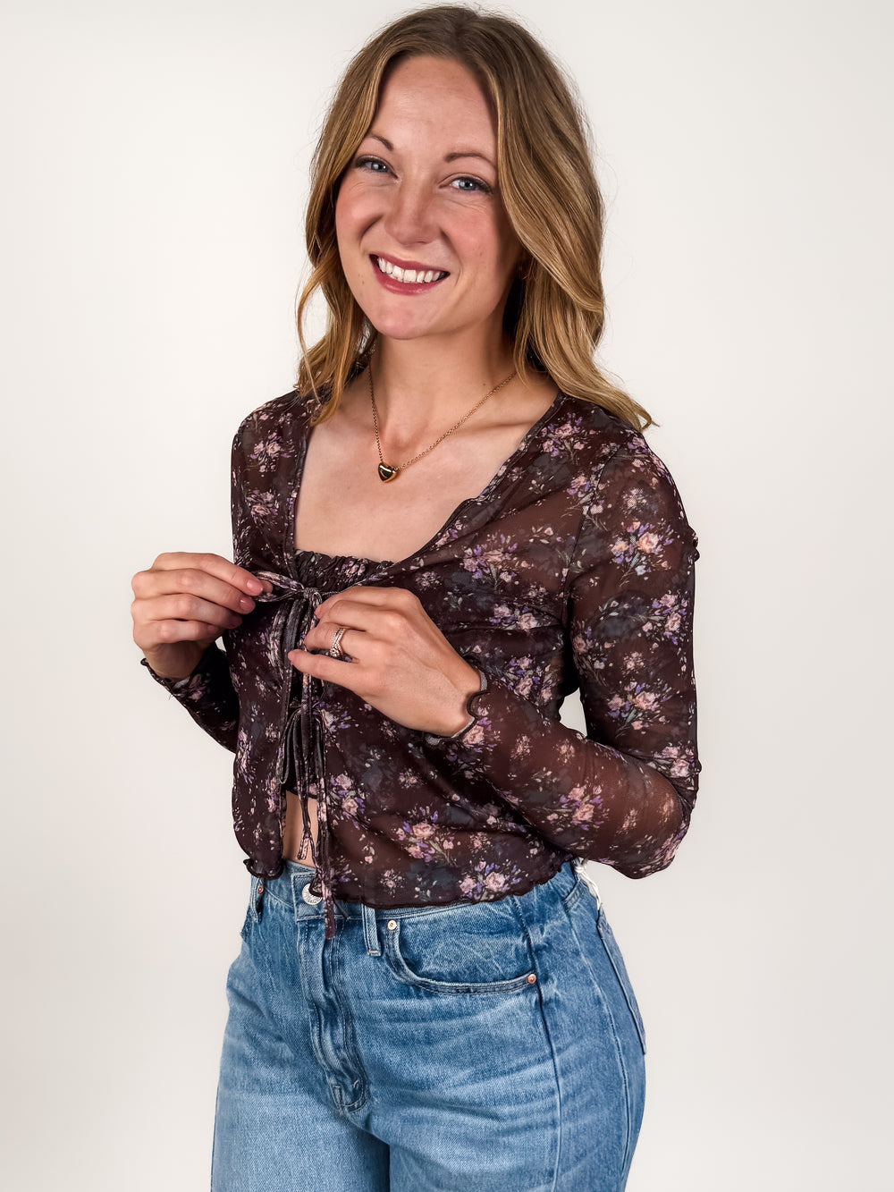 End Of Messages Floral Mesh Top