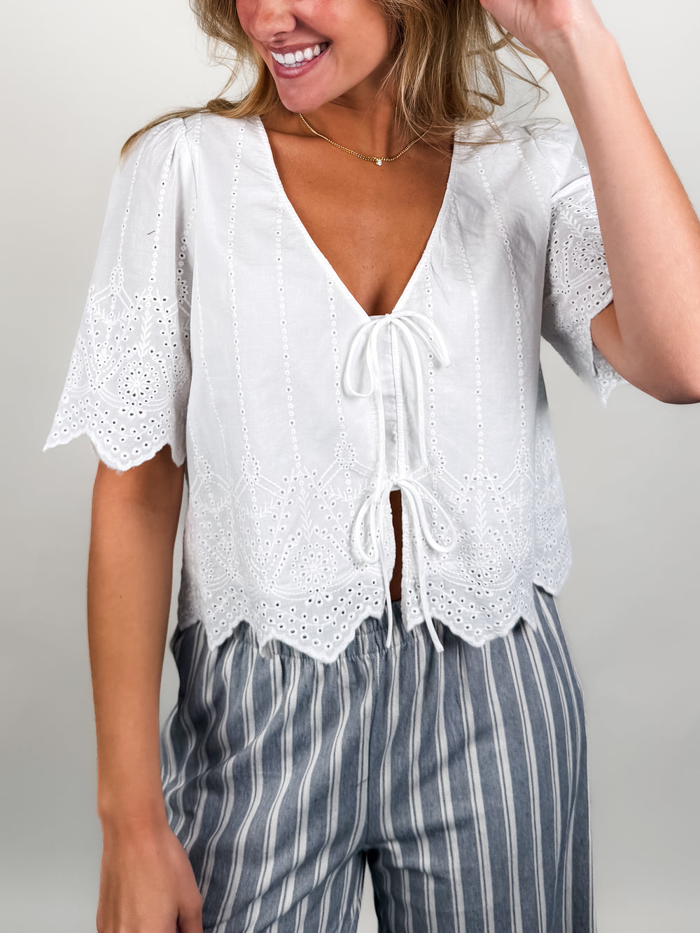 Oceanside Embroidered Top