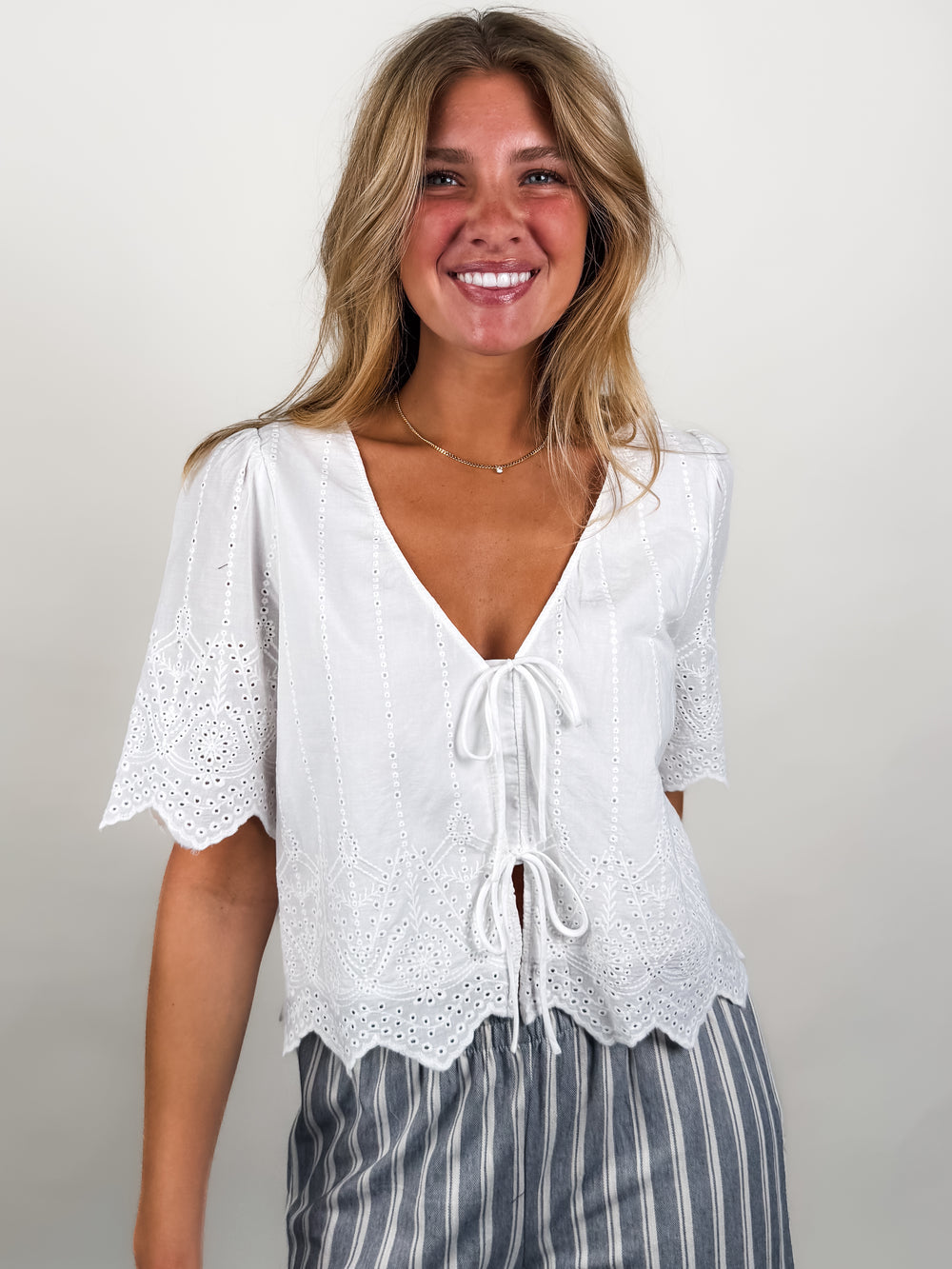 Oceanside Embroidered Top