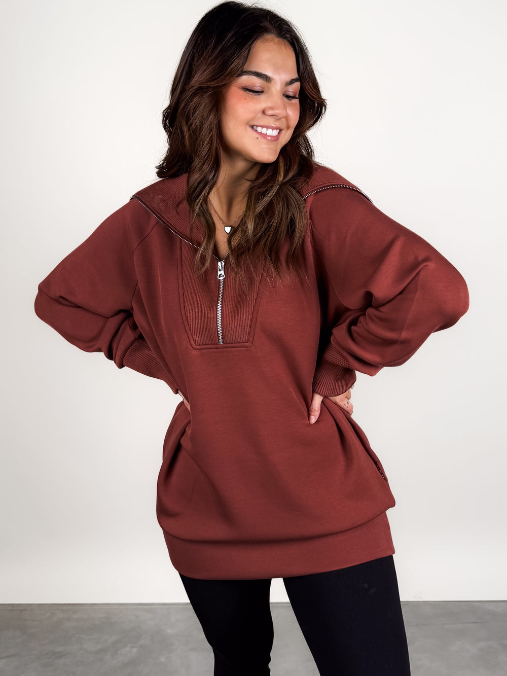 Xina Half Zip Longline Sweat