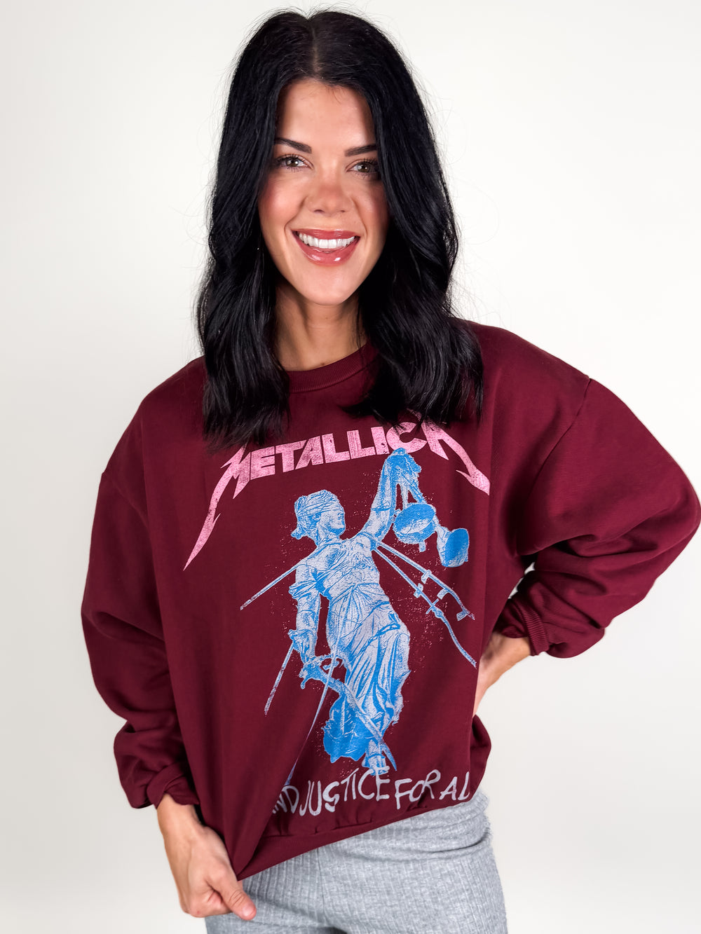 Metallica Justice For All Oversized Crew Sweatshirt
