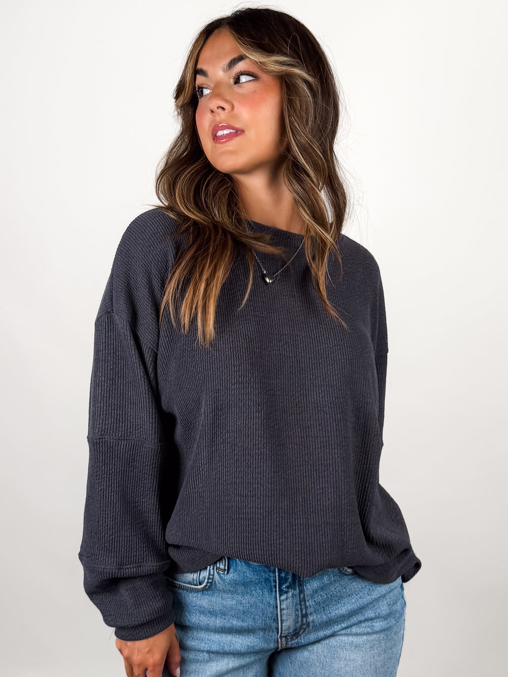 Stand Up Ribbed Sweatshirt