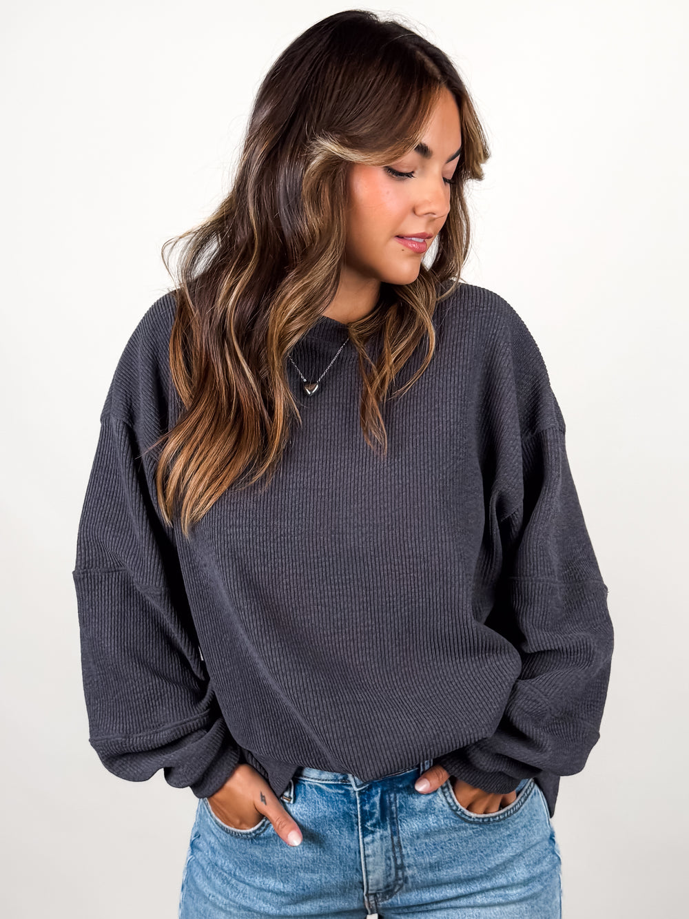 grey crewneck