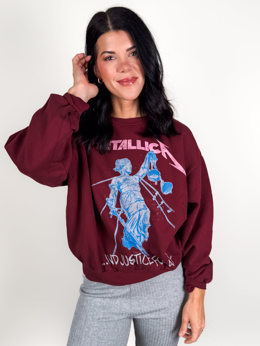 Metallica Justice For All Oversized Crew Sweatshirt