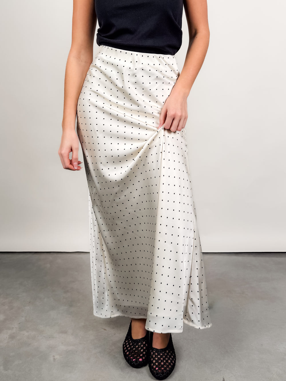Polka Dot Satin Skirt