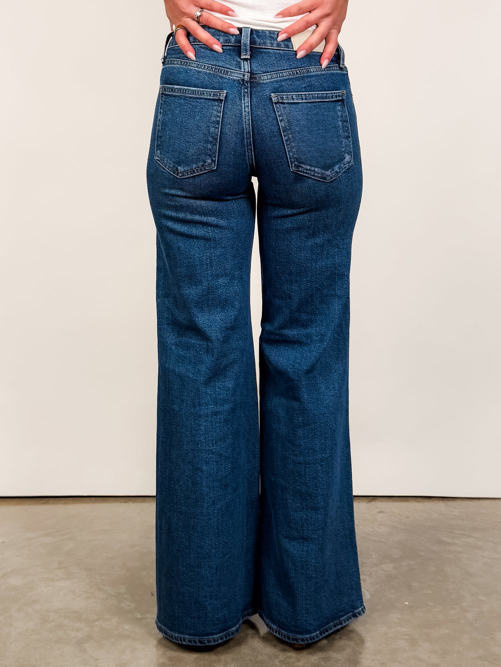 Vivian Mid Rise Wide Leg in Blue Depths