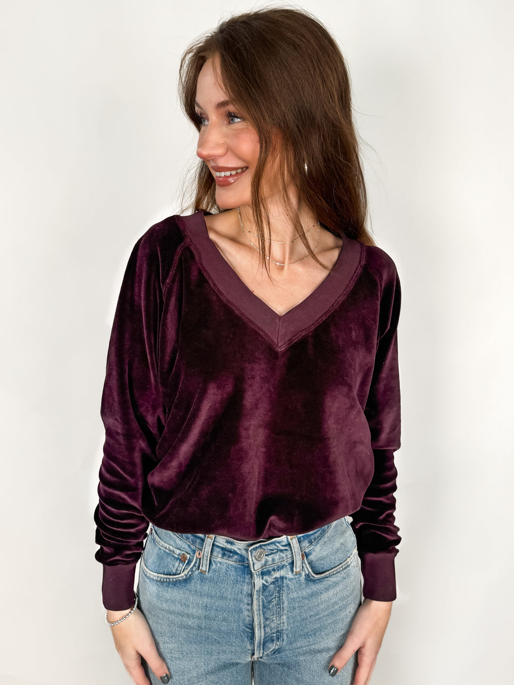 Ember Velour V-Neck Sweatshirt